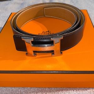 Mint Hermes Constance Reversible Leather Belt 90